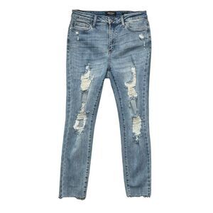 Judy Blue Women's Skinny Fit‎ High Waist Distessed Raw Hem Jeans